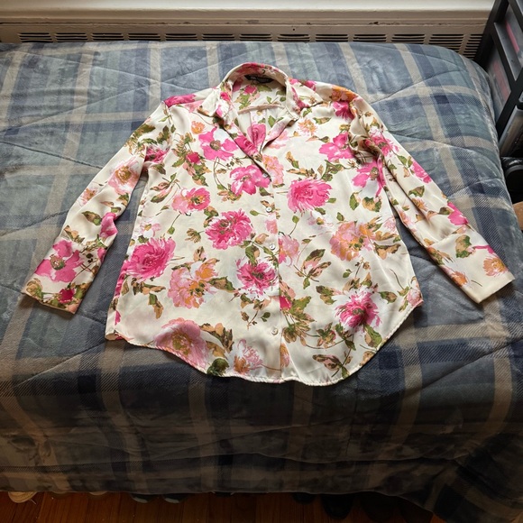 Zara Satin Effect Floral Print Shirt - Picture 12 of 15